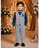 Rikidoos Cotton Woven Three Piece Stone Embellished Full Sleeves Party Suit With Bow - Grey