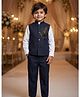 Rikidoos Cotton Woven Full Sleeves Shirt & Pant Set With Waistcoat - Navy Blue
