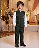 Rikidoos Cotton Woven Full Sleeves Shirt & Pant Set With Stone Embellished Waistcoat - Green