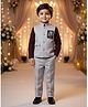 Rikidoos Cotton Woven Full Sleeves Shirt & Pant Set With Stone Embellished Waistcoat - Grey