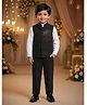 Rikidoos Cotton Woven Full Sleeves Shirt & Pant Set With Stone Embellished Waistcoat - Black