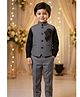 Rikidoos Cotton Woven Full Sleeves Shirt & Pant Set With Stone Embellished Waistcoat - Grey