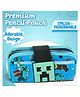 Elecart Minecraft Theme 3-Compartment Pencil Pouch | Large PU-Coated Polyester Stationery Organizer for Kids & Students | Spacious School Pencil Case for Pens, Pencils & Supplies (Pack1 Random Colour)