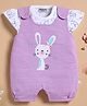 Wonderchild Interlock Knit Half Sleeves Dungarees With Tie & Bunny Patch - White