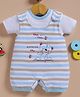 Wonderchild Interlock Knit Half Sleeves Striped Romper With Inner Tee & Bear Print - White