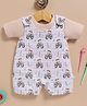Wonderchild Half Sleeve Top With Romper and Vehicke Print - Off White