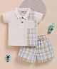 Wonderchild Interlock Woven Half Sleeves Polo T-Shirt and Shorts with Tartan Checks - Off White