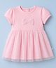 Wonderchild Interlock Muslin Knit Half Sleeves Fit & Flare Frock with and Bow - Pink