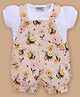 Wonderchild Interlock Knit Dungaree With Half Sleeves Top & Bee Print - White