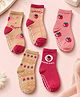 Lil' Homies Cotton Elastane Knit Pack Of 5 Stawberry Designed Socks - Pink Cream