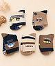 Lil' Homies Cotton Elastane Knit Pack Of 5 Vehicles Designed Socks - Red Green Navy Blue
