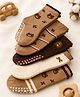 Lil' Homies Cotton Elastane Knit Pack Of 5 Teddy Designed Socks - Brown Cream