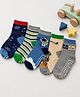 Lil' Homies Cotton Elastane Knit Pack Of 5 Space Theme Designed Socks - Red Green Navy Blue