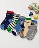Lil' Homies Cotton Elastane Knit Pack Of 5 Space Theme Designed Socks - Red Green Navy Blue