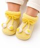 Lil' Homies Cotton Elastane Knit Bow Applique Detailed Striped Booties - Yellow