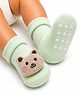 Lil' Homies Bear Rattle Applique Detailed Anti Skid Socks Shoes - Green