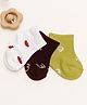 Lil' Homies Knit Pack Of 3 Apple & Abstract Printed Socks - White Navy Blue & Green