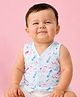Kidbea Bamboo Woven Sleeveless Crayons Printed Jhabla - Blue