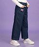 Superminis Denim Knit Floral Embroidered Washed Jeans - Navy Blue