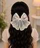Little Miss Cuttie Floral Embroidered Bow Applique Detailed Alligator Hair Clip - Pink