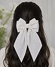 Little Miss Cuttie Foil Polka Dots Printed Bow Applique Detailed Alligator Hair Clip - White