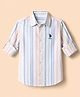 US Polo Assn 100% Cotton Woven Striped Shirt with Full Sleeves and Horseman Embroidery in White for 13-14 Years