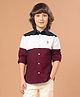 US Polo Assn 100% Cotton Woven Full Sleeves Shirt With Color Block Design - Maroon