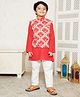 LIL PITAARA Pure Cotton Woven Full Sleeves Abstract Printed Kurta & Pyjama Jacket Set - Red