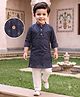 Tiny Bugs Organic Cotton Woven Full Sleeves Floral Printed Kurta & Pyjama Set - Blue