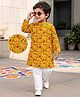 Tiny Bugs Organic Cotton Woven Full Sleeves Floral Printed Kurta & Pyjama Set - Yellow