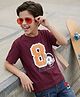 Tiny Bugs Organic Cotton Knit Half Sleeves Numerical Printed Tee - Maroon