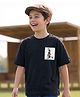 Tiny Bugs Organic Cotton Knit Half Sleeves Man Printed Patch Detailed Tee - Black