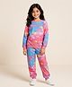 Anthrilo Fleece Knit Full Sleeves Tie & Dye Stars Printed Coordinating Winter Sweatshirt & Joggers Set - Pink