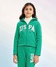 US Polo Assn Cotton Knit Full Sleeves Hooded Sweatshirt With USPA Text Print - Green