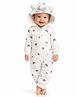 BRANDONN Woven Full Sleeves Hearts Printed Bow Applique Detailed Winter Hooded Romper - Grey