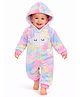 BRANDONN Woven Full Sleeves Tie Dye Winter Hooded Romper - Multi Colour & Pink