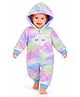 BRANDONN Woven Full Sleeves Tie Dye Winter Hooded Romper - Multi Colour & Blue