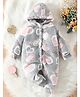 BRANDONN Woven Full Sleeves Hearts Printed Winter Hooded Romper - Grey