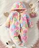 BRANDONN Woven Full Sleeves Floral Printed Winter Hooded Romper - Pink