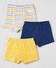 Babyhug 100% Cotton Single Jersey Knit Trunks With Striped & Ball Print Pack Of 3 - Mustard Navy Blue & White