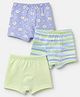Babyhug 100% Cotton Single Jersey Knit Trunks With Bear & Striped Print Pack Of 3 - Sea Green Purple & Blue