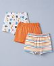 Babyhug 100% Cotton Single Jersey Knit Trunks With Animal & Striped Print Pack Of 3 - White & Orange