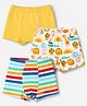 Babyhug 100% Cotton Single Jersey Knit Trunks With Animal & Striped Print Pack Of 3 - White & Yellow