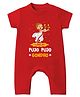 Baby Buzz 100% Cotton Knit Durga Puja Theme Half Sleeves Pujo Pujo Gondho Text Printed Romper - Red