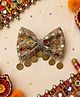 Knotty Ribbons Gota Lace & Coin Charm Embellished Bow Applique Detailed Alligator Clip - Multi Colour
