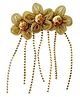 Knotty Ribbons Sequins Embellished Floral Applique Detailed Alligator Hair Clip - Golden