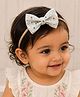 Knotty Ribbons Mirror Work Embellished Bow Applique Detailed Headband - White