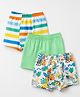 Babyhug 100% Cotton Single Jersey Knit Trunks With Animal & Striped Print Pack Of 3 - White & Green