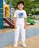 Palgrave Cotton Knit Full Sleeves Controllers Printed Tee & Jogger Set - White