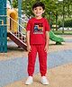 Palgrave Cotton Knit Half Sleeves Dump Truck Printed Tee & Jogger Set - Red